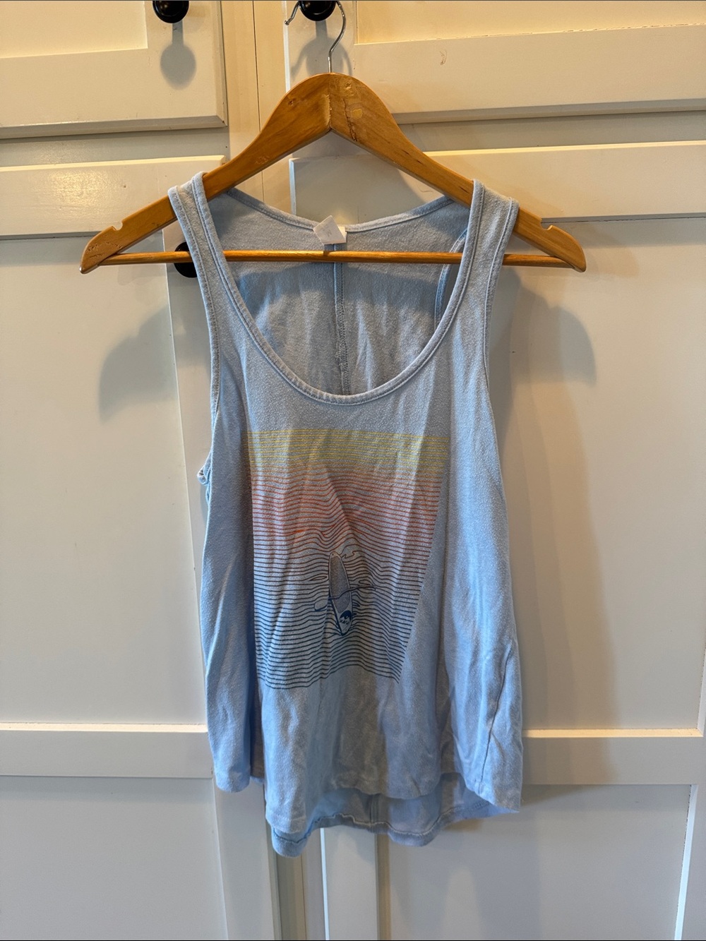 Alternative Apparel Pale Blue Women's Graphic Tank with Sunset Lines